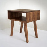ONIJA Furniture sheesham Wooden Bedside, Stool, Night Stand,Living in Room with one Under Cover Shelf and for Squre Legs